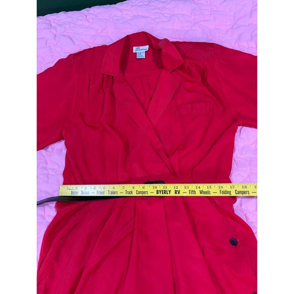 Vintage 80s/90s Darian Red & Black Dress w/ Pockets Size 8 - Picture 8 of 11